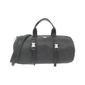 Prada Saffiano Leather Duffle Bag side buckles Black